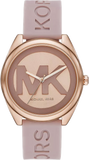 Michael Kors MK7139 Janelle Three-Hand Quartz Women's Watch – Rose Gold Dial & Pink Rubber Strap
