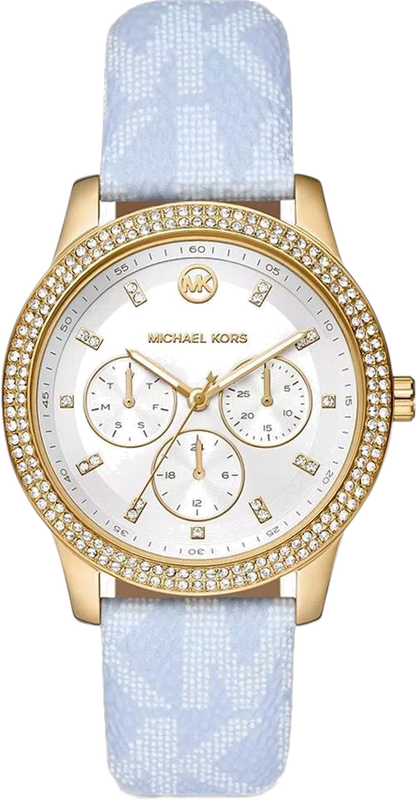 Michael Kors Tibby Multifunction White Dial Blue Leather Strap Watch For Women - MK2965