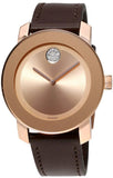 Movado 3600395 Bold Men's Watch – Rose Gold Dial & Brown Leather Strap