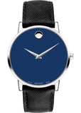 Movado 0607197 Museum Classic Men's Watch – Blue Dial & Black Leather Strap
