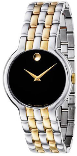 Movado Veturi Quartz Black Dial Two Tone Steel Strap Watch for Men - 0606932