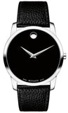 Movado 607012 Museum Quartz Men's Watch – Black Dial & Black Leather Strap