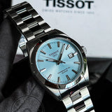 Tissot T127.407.11.351.00 Gentleman Powermatic 80 Silicium Men's Watch – Ice Blue Dial & Silver Steel Strap