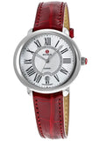 Michele Serein Silver Dial Red Leather Strap Watch For Women - MWW21B000023