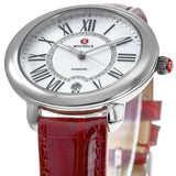 Michele Serein Silver Dial Red Leather Strap Watch For Women - MWW21B000023