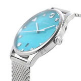 Gucci G-Timeless Turquiose Mother of Pearl Dial Silver Mesh Bracelet Watch For Women - YA1264039