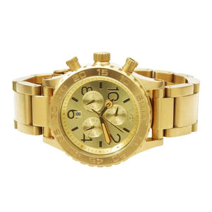 Nixon 42-20 Chrono Gold Dial Gold Steel Strap Watch for Men - A037-502
