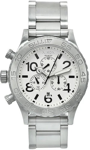 Nixon 51-30 Chrono White Dial Silver Steel Strap Watch for Men - A083-100