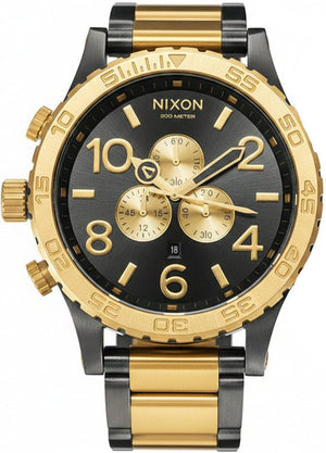 Nixon 51-30 Chrono Black Dial Two Tone Steel Strap Watch for Men - A083-595
