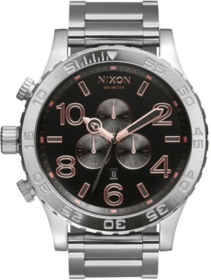 Nixon 51-30 Chrono Grey Dial Silver Steel Strap Watch for Men - A083-2064
