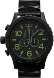 Nixon 51-30 Chrono Black Dial Black Steel Strap Watch for Men - A083-1042