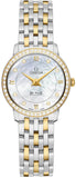 Omega 424.25.27.60.55.001 De Ville Prestige Quartz Women’s Watch – Diamond Mother of Pearl Dial & Two-Tone Stainless Steel Bracelet