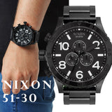 Nixon 51-30 Chrono Black Dial Black Steel Strap Watch for Men - A083-001