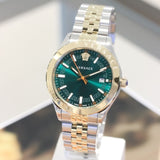 Versace Hellenyium Green Dial Two Tone Steel Strap Watch for Women - VEVH00620