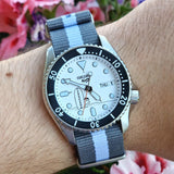 Seiko 5 Sports x Peanuts Surfboard Snoopy Limited Edition White Dial Two Tone NATO Strap Watch For Men - SRPK25K1