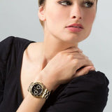 Marc Jacobs Blade Chronograph Black Dial Gold Steel Strap Watch for Women - MBM3309