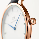 Daniel Wellington Dapper York White Dial Brown Leather Strap Watch For Women - DW00100093