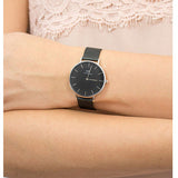 Daniel Wellington DW00100202 Petite Ashfield Women’s Watch – Black Dial with Matte Black Mesh Strap
