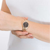 Daniel Wellington DW00100210 Iconic Link Women's Watch – Black Dial with Rose Gold Stainless Steel Bracelet