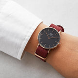 Daniel Wellington Classic Roselyn Black Dial Red NATO Strap Dial Watch For Women - DW00100270