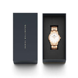 Daniel Wellington DW00100209 Iconic Link Women’s Watch – White Dial with Rose Gold Steel Bracelet