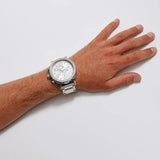 Nixon 51-30 Chrono Silver Dial Silver Steel Strap Watch for Men - A083-488