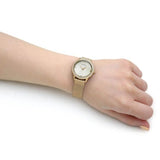 Guess W0647L7 Chelsea Crystals Women’s Watch – Mother of Pearl White Dial & Gold Mesh Bracelet