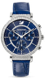 Swarovski 5580342 Passage Chrono Crystal Women's Watch – Blue Dial & Blue Leather Strap
