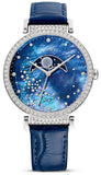 Swarovski 5613320 Passage Moon Phase Women's Watch – Blue Dial & Blue Leather Strap