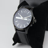 Armani Exchange Hampton AX2411 Men's Quartz Watch – Blue Dial Paired with Black Leather Strap