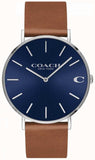 Coach Charles 14602151 Men's Watch – Blue Dial with Brown Leather Strap