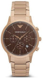 Emporio Armani AR2504 Renato Chronograph Men's Watch – Brown Dial & Rose Gold Steel Strap