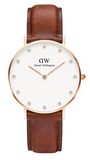 Daniel Wellington DW00100075 Classy St Mawes Women’s Watch – White Dial with Brown Leather Band