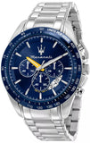 Maserati R8871612039 Traguardo Chronograph Modena Edition Men's Watch – Blue Dial & Silver Steel Strap