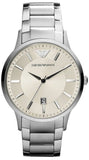 Emporio Armani AR2430 Classic Quartz Men's Watch – White Dial & Silver Steel Bracelet
