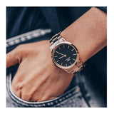 Daniel Wellington DW00100210 Iconic Link Women's Watch – Black Dial with Rose Gold Stainless Steel Bracelet