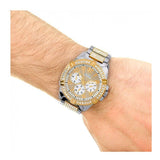 Guess W0799G4 Frontier Chronograph Men’s Watch – Silver Dial & Two Tone Steel Strap with Crystals