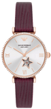 Emporio Armani AR60044 Meccanico Automatic Women's Watch – Silver Dial with Burgundy Leather Strap
