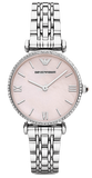 Emporio Armani AR1779 Gianni T-Bar Quartz Women's Watch – Pink Mother of Pearl Dial & Silver Steel Strap