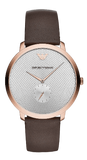 Emporio Armani AR11163 Modern Slim Analog Men's Watch – Silver Dial & Brown Leather Strap