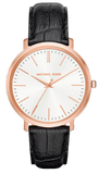 Michael Kors MK2472 Jaryn Quartz Women's Watch – White Dial & Black Leather Strap
