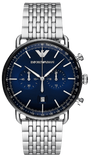 Emporio Armani AR11238 Aviator Chronograph Men's Watch – Blue Dial & Silver Steel Strap