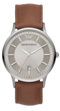 Emporio Armani AR11185 Renato Quartz Men's Watch – Silver Dial & Brown Leather Strap
