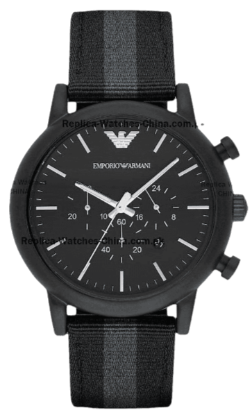 Emporio Armani Luigi Chronograph Quartz Black Dial Two Tone Nylon Strap Watch For Men - AR1948