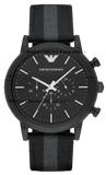 Emporio Armani Luigi Chronograph Quartz Black Dial Two Tone Nylon Strap Watch For Men - AR1948