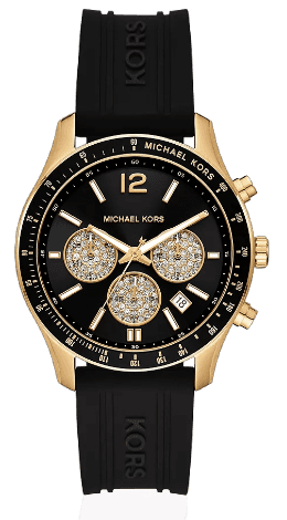 Michael Kors Berkley Chronograph Black Dial Black Rubber Strap Watch for Men - MKO1038
