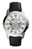 Fossil ME3101 Grant Automatic Skeleton Men's Watch – White Dial & Black Leather Strap