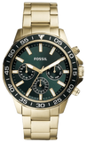Fossil BQ2493 Bannon Multifunction Chronograph Men's Watch – Green Dial & Gold Steel Bracelet