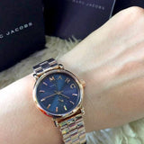 Marc Jacobs Baker Blue Dial Rose Gold Steel Strap Watch for Women - MBM3330