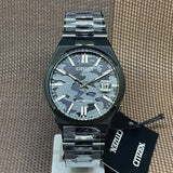 Citizen Tsuyosa NJ0155-87E Men's Automatic Watch – Camouflage Black Dial with Black Steel Strap